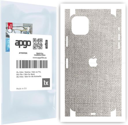 Folia naklejka skórka strukturalna na TYŁ+BOKI do Apple iPhone 11 Pro Max -  Tkanina Denim Szary - apgo SKINS