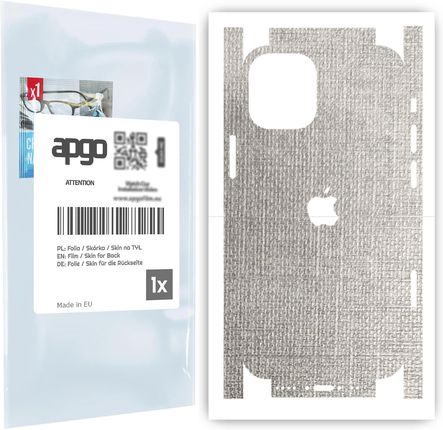 Folia naklejka skórka strukturalna na TYŁ+BOKI do Apple iPhone 12 mini -  Tkanina Denim Szary - apgo SKINS