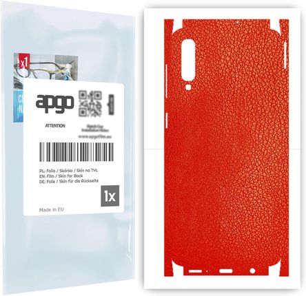 Folia naklejka skórka strukturalna na TYŁ+BOKI do Samsung Galaxy A50 -  Skóra Czerwona - apgo SKINS