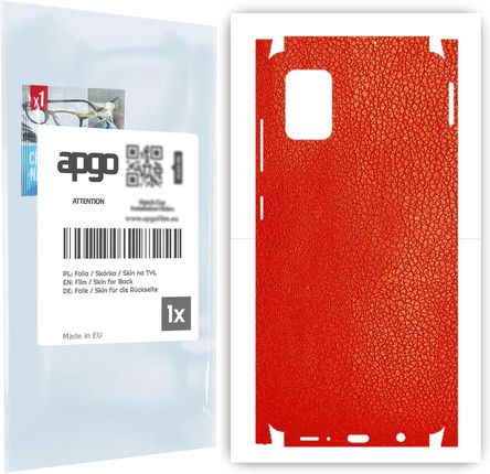 Folia naklejka skórka strukturalna na TYŁ+BOKI do Samsung Galaxy A51 -  Skóra Czerwona - apgo SKINS