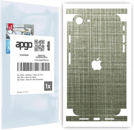 Folia naklejka skórka strukturalna na TYŁ+BOKI do Apple iPhone SE (2020) -  Tkanina Lniana - apgo SKINS