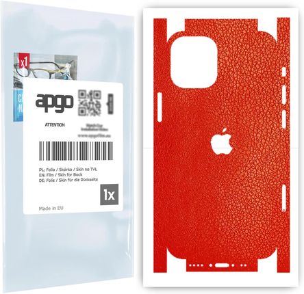 Folia naklejka skórka strukturalna na TYŁ+BOKI do Apple iPhone 12 mini -  Skóra Czerwona - apgo SKINS