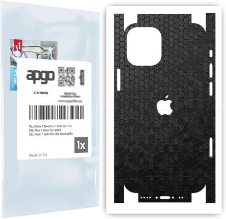 Folia naklejka skórka strukturalna na TYŁ+BOKI do Apple iPhone 12 mini -  Plaster Miodu Czarny - apgo SKINS