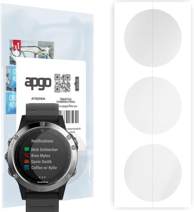 3x Folia hydrożelowa do Garmin Fenix 5 - apgo Smartwatch Hydrogel Protection Ochrona na ekran smartwatcha