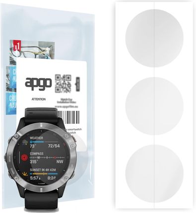 3x Folia hydrożelowa do Garmin Fenix 6 - apgo Smartwatch Hydrogel Protection Ochrona na ekran smartwatcha