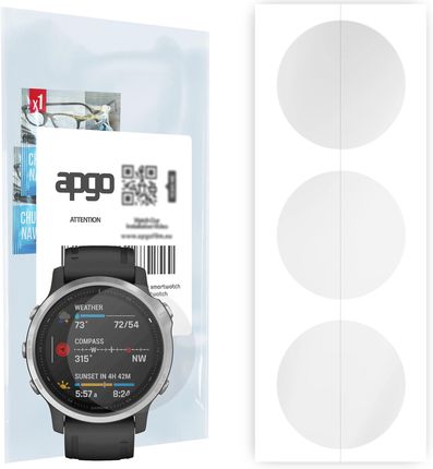 3x Folia hydrożelowa do Garmin Fenix 6S - apgo Smartwatch Hydrogel Protection Ochrona na ekran smartwatcha