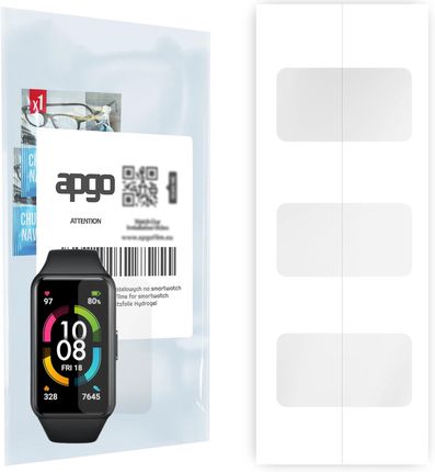 3x Folia hydrożelowa do Honor Band 6 - apgo Smartwatch Hydrogel Protection Ochrona na ekran smartwatcha