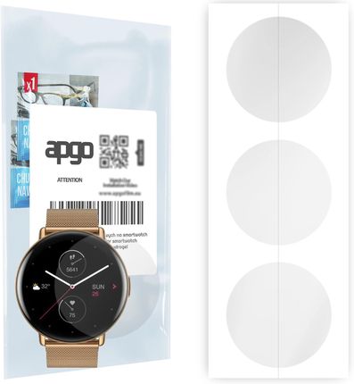 3x Folia hydrożelowa do Amazfit Zepp E Circle/Round Okrągły - apgo Smartwatch Hydrogel Protection Ochrona na ekran smartwatcha