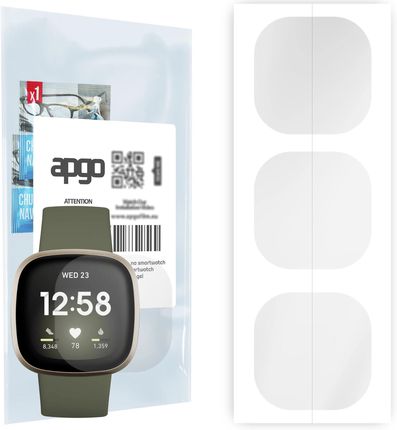 3x Folia hydrożelowa do Fitbit Versa 3 - apgo Smartwatch Hydrogel Protection Ochrona na ekran smartwatcha
