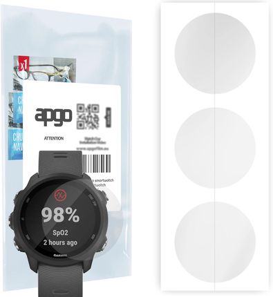 3x Folia hydrożelowa do Garmin Watch Forerunner 245 - apgo Smartwatch Hydrogel Protection Ochrona na ekran smartwatcha
