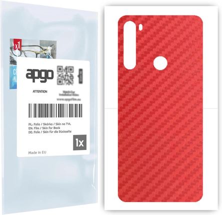 Folia naklejka skórka strukturalna na TYŁ do Xiaomi Redmi Note 8T -  Carbon Czerwony - apgo SKINS