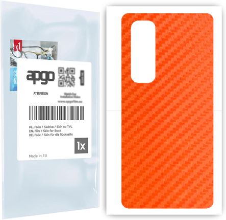 Folia naklejka skórka strukturalna na TYŁ do Xiaomi Mi Note 10 Lite -  Carbon Pomarańczowy - apgo SKINS