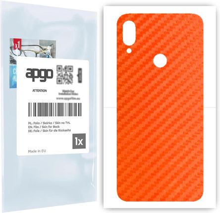 Folia naklejka skórka strukturalna na TYŁ do Xiaomi Redmi Note 7 -  Carbon Pomarańczowy - apgo SKINS