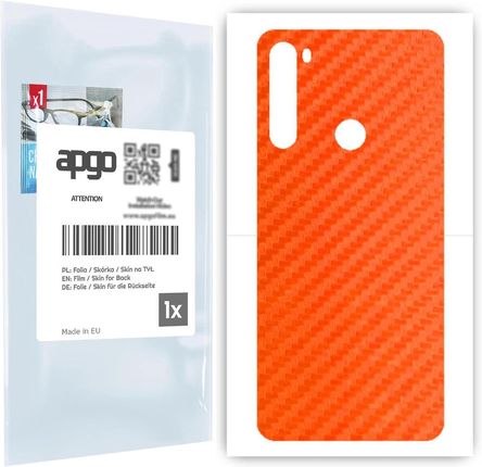 Folia naklejka skórka strukturalna na TYŁ do Xiaomi Redmi Note 8 -  Carbon Pomarańczowy - apgo SKINS