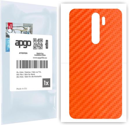 Folia naklejka skórka strukturalna na TYŁ do Xiaomi Redmi Note 8 Pro -  Carbon Pomarańczowy - apgo SKINS