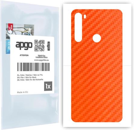 Folia naklejka skórka strukturalna na TYŁ do Xiaomi Redmi Note 8T -  Carbon Pomarańczowy - apgo SKINS