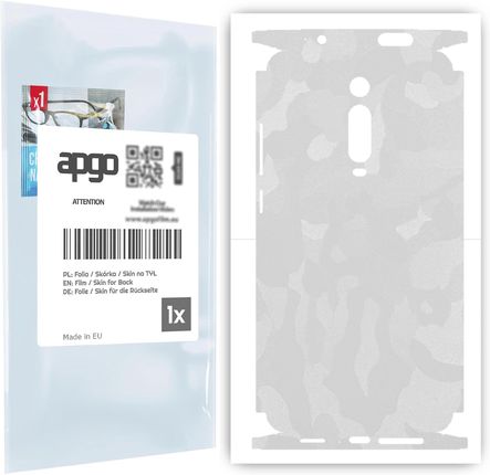 Folia naklejka skórka strukturalna na TYŁ+BOKI do Xiaomi Mi 9T -  Moro | Camo Biały - apgo SKINS