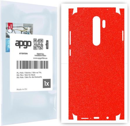 Folia naklejka skórka strukturalna na TYŁ+BOKI do Xiaomi Redmi Note 8 Pro -  Czerwony Pastel Matowy Chropowaty Baranek - apgo SKINS