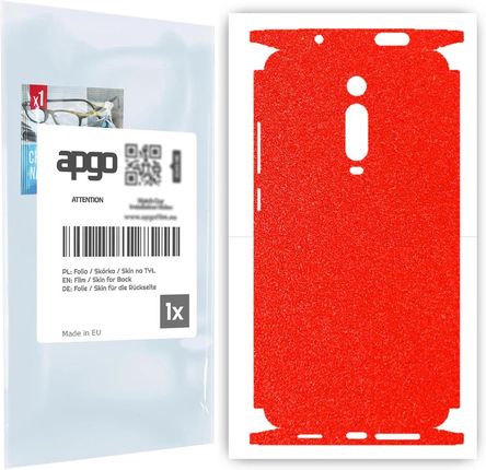 Folia naklejka skórka strukturalna na TYŁ+BOKI do Xiaomi Mi 9T -  Czerwony Pastel Matowy Chropowaty Baranek - apgo SKINS