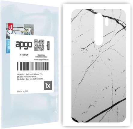 Folia naklejka skórka strukturalna na TYŁ do Xiaomi Redmi Note 8 Pro -  Marmur Biały - apgo SKINS