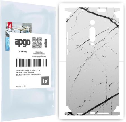 Folia naklejka skórka strukturalna na TYŁ+BOKI do Xiaomi Mi 9T -  Marmur Biały - apgo SKINS