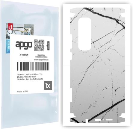 Folia naklejka skórka strukturalna na TYŁ+BOKI do Xiaomi Mi Note 10 Lite -  Marmur Biały - apgo SKINS