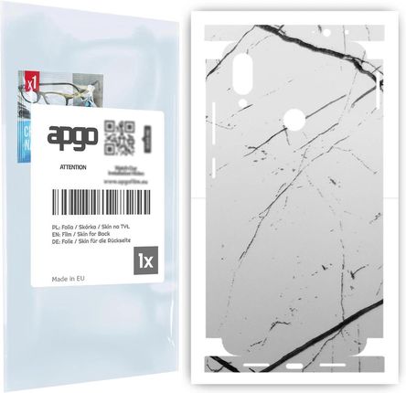 Folia naklejka skórka strukturalna na TYŁ+BOKI do Xiaomi Redmi Note 7 -  Marmur Biały - apgo SKINS