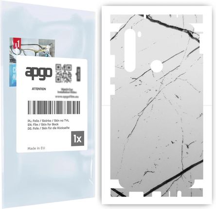 Folia naklejka skórka strukturalna na TYŁ+BOKI do Xiaomi Redmi Note 8T -  Marmur Biały - apgo SKINS