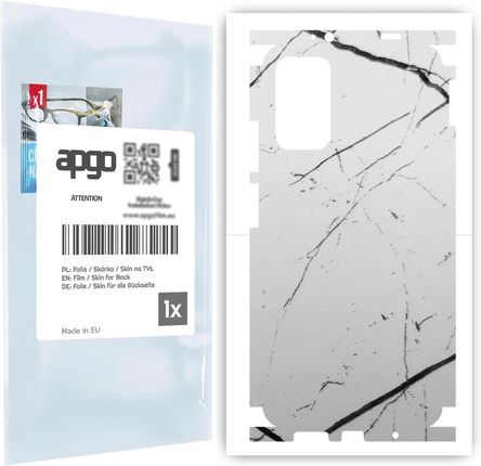 Folia naklejka skórka strukturalna na TYŁ+BOKI do Xiaomi Redmi 9T -  Marmur Biały - apgo SKINS