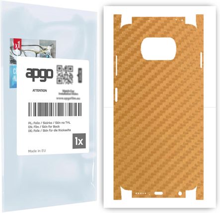 Folia naklejka skórka strukturalna na TYŁ+BOKI do Xiaomi Poco X3 Pro -  Carbon Złoty - apgo SKINS