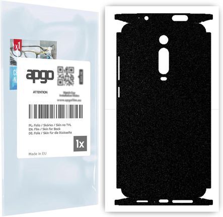 Folia naklejka skórka strukturalna na TYŁ+BOKI do Xiaomi Mi 9T -  Czarny Pastel Matowy Chropowaty Baranek - apgo SKINS