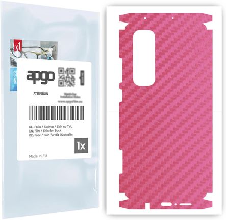 Folia naklejka skórka strukturalna na TYŁ+BOKI do Xiaomi Mi Note 10 Lite -  Carbon Różowy - apgo SKINS