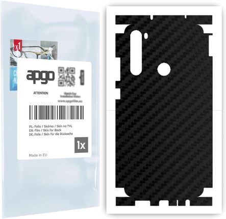 Folia naklejka skórka strukturalna na TYŁ+BOKI do Xiaomi Redmi Note 8T -  Carbon Czarny - apgo SKINS