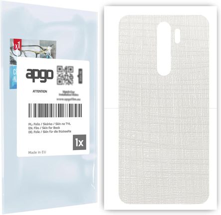 Folia naklejka skórka strukturalna na TYŁ do Xiaomi Redmi Note 8 Pro -  Tkanina Biała - apgo SKINS