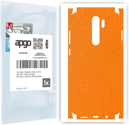 Folia naklejka skórka strukturalna na TYŁ+BOKI do Xiaomi Redmi Note 8 Pro -  Pomarańczowy Pastel Matowy Chropowaty Baranek - apgo SKINS