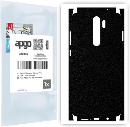 Folia naklejka skórka strukturalna na TYŁ+BOKI do Xiaomi Redmi Note 8 Pro -  Czarny Pastel Matowy Chropowaty Baranek - apgo SKINS