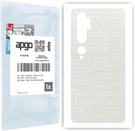 Folia naklejka skórka strukturalna na TYŁ do Xiaomi Mi Note 10 -  Tkanina Biała - apgo SKINS