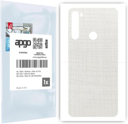 Folia naklejka skórka strukturalna na TYŁ do Xiaomi Redmi Note 8 -  Tkanina Biała - apgo SKINS