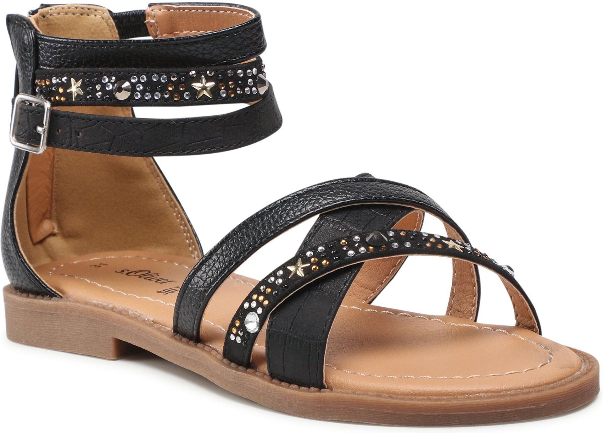 S.Oliver Casual Sandali Ragazza 5-5-48206-20 – Tessuto Sintetico, Suola In Plastica, Chiusura Con Cerniera, Tacco Piatto