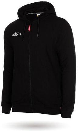 CAMPUS Męska bawełniana czarna bluza sportowa z zamkiem i kapturem - Ragnall - Czarny