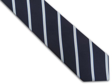 Granatowy krawat męski w niebieskie i białe paski C46