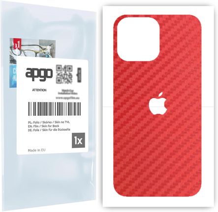 Folia naklejka skórka strukturalna na TYŁ do Apple iPhone 13 Pro Max -  Carbon Czerwony - apgo SKINS