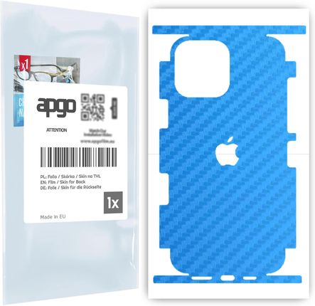 Folia naklejka skórka strukturalna na TYŁ+BOKI do Apple iPhone 13 Pro Max -  Carbon Niebieski - apgo SKINS