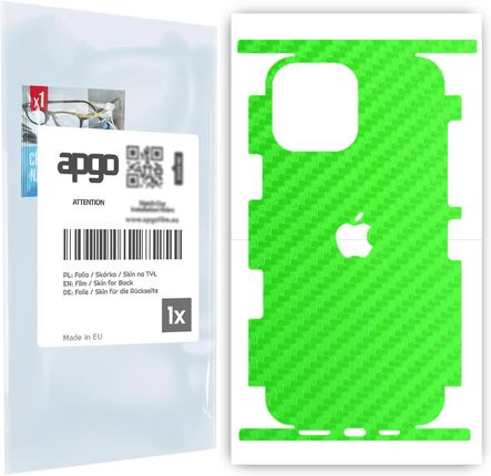 Folia naklejka skórka strukturalna na TYŁ+BOKI do Apple iPhone 13 Pro Max -  Carbon Zielony - apgo SKINS