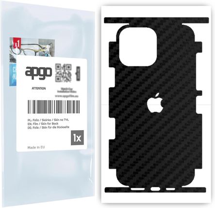 Folia naklejka skórka strukturalna na TYŁ+BOKI do Apple iPhone 13 Pro Max -  Carbon Czarny - apgo SKINS