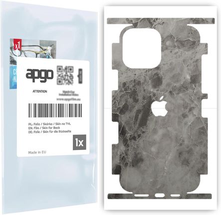 Folia naklejka skórka strukturalna na TYŁ+BOKI do Apple iPhone 13 Pro Max -  Marmur Czarny - apgo SKINS