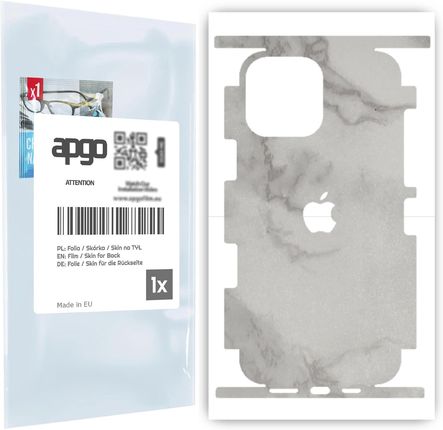 Folia naklejka skórka strukturalna na TYŁ+BOKI do Apple iPhone 13 Pro Max -  Marmur Szary - apgo SKINS