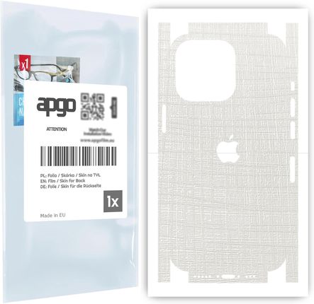 Folia naklejka skórka strukturalna na TYŁ+BOKI do Apple iPhone 13 Pro -  Tkanina Biała - apgo SKINS