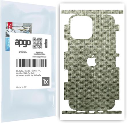 Folia naklejka skórka strukturalna na TYŁ+BOKI do Apple iPhone 13 Pro Max -  Tkanina Lniana - apgo SKINS