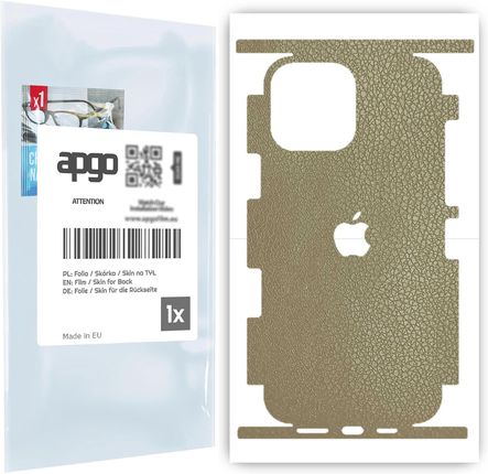 Folia naklejka skórka strukturalna na TYŁ+BOKI do Apple iPhone 13 Pro Max -  Skóra Beżowa - apgo SKINS